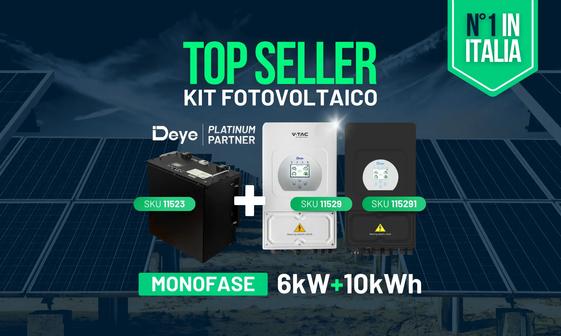 Top seller in Italia: Impianto Fotovoltaico con Inverter 6kW e Accumulo 10kWh - LED Italia