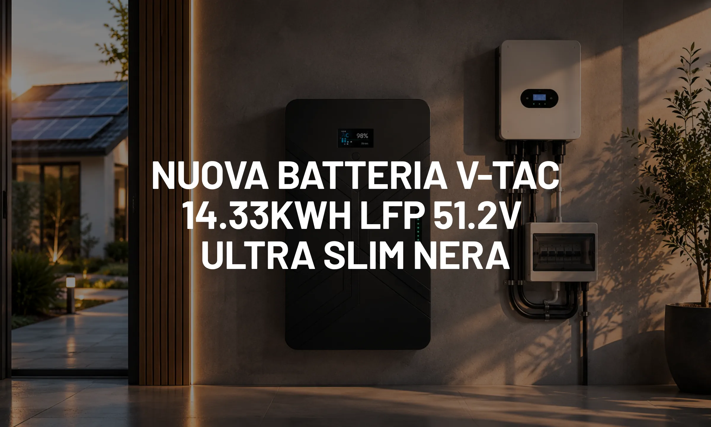 Nuova batteria V-TAC 14.33kWh LFP 51.2V Ultra Slim nera, accumulo ad alta capacità per fotovoltaico residenziale e commerciale