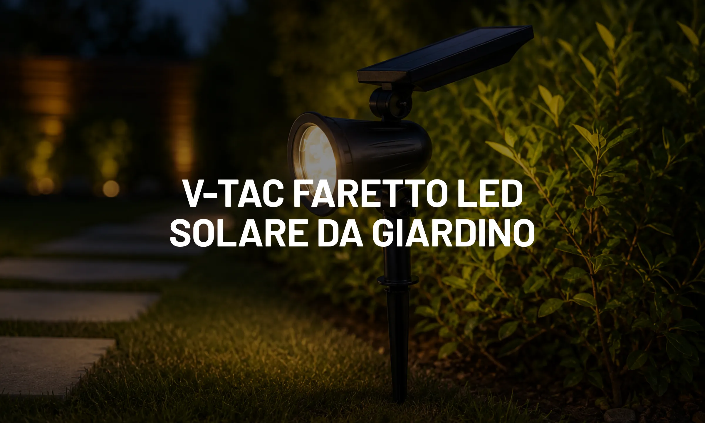 V-TAC Faretto LED Solare da Giardino con Picchetto 2W Nero 3000K IP65, illuminazione outdoor autonoma per percorsi e aree verdi