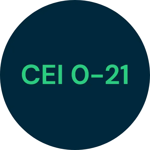 Prodotto con certificato di conformità alla norma CEI 0-21