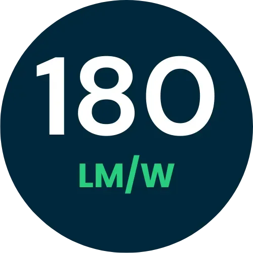 Alta efficienza luminosa 180 lumen/watt