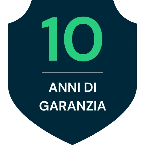 Prodotto coperto da 10 anni di garanzia