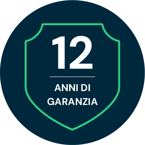 Prodotto coperto da 12 anni di garanzia