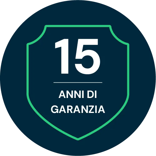 Prodotto coperto da 15 anni di garanzia