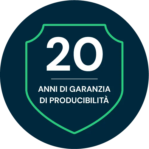 Garanzia sulla producibilità: 20 anni