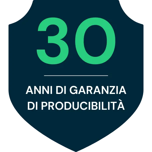 Garanzia sulla producibilità: 30 anni
