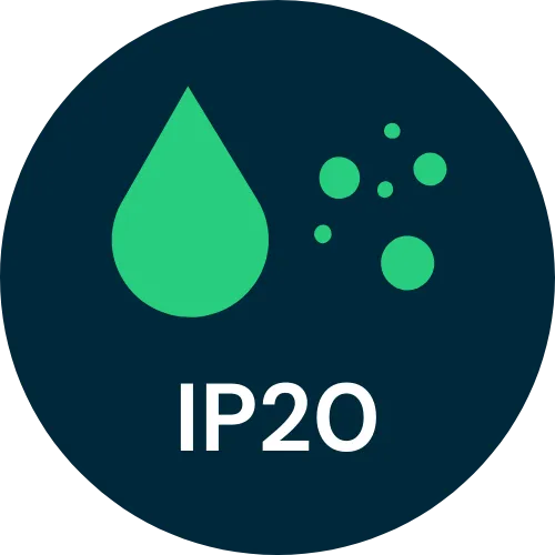 IP20: Resistente a corpi solidi superiori a 12mm; non resistente all'acqua.