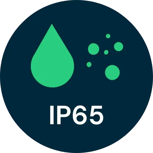 IP65: Resistente alla polvere e a getti d'acqua. IP65: Resistente alla polvere e a getti d'acqua.