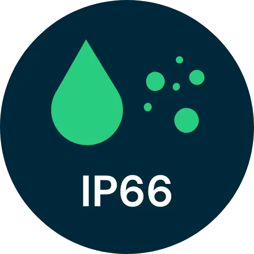 IP66: Resistente alla polvere e a potenti getti d'acqua.