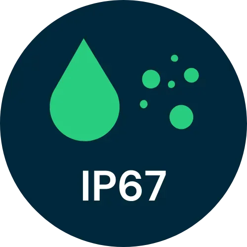 IP67: Resistente alla polvere e all'immersione breve in acqua.