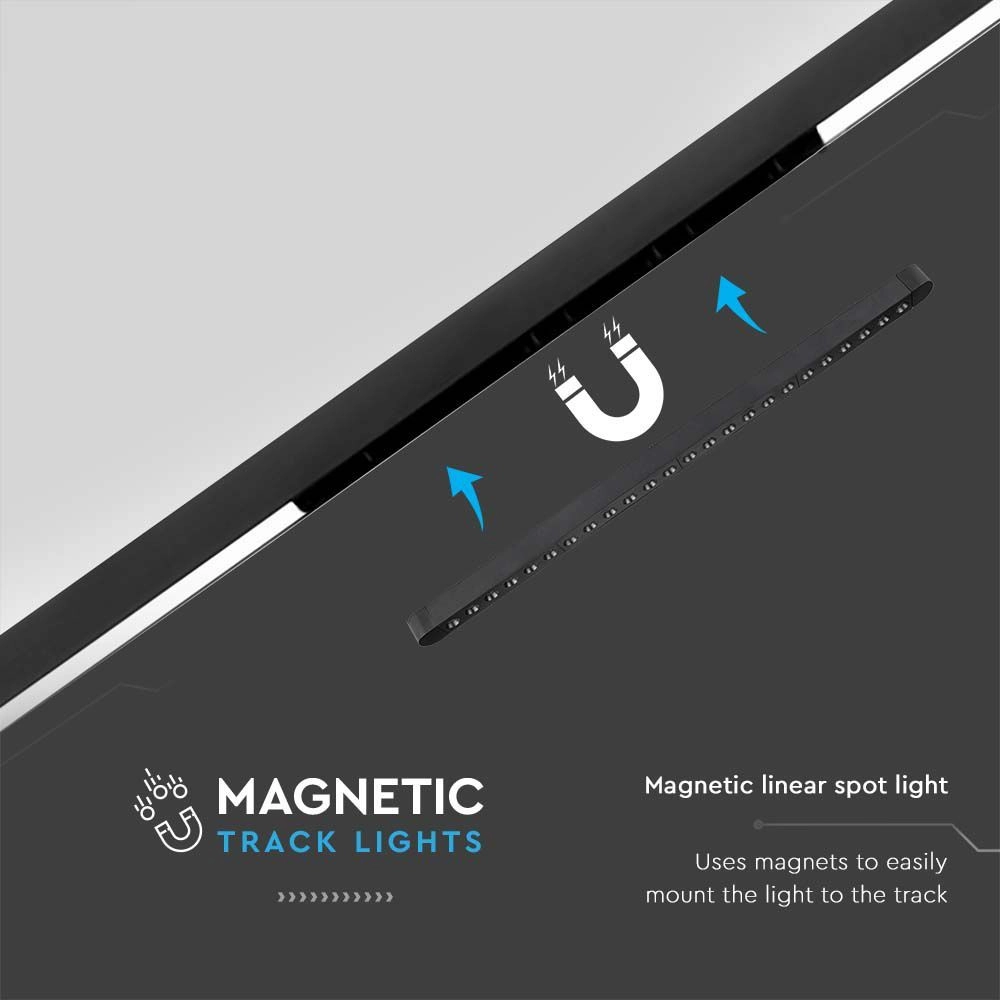 22W LED Magnetic Linear Spot Light Slim 6400K Black Body