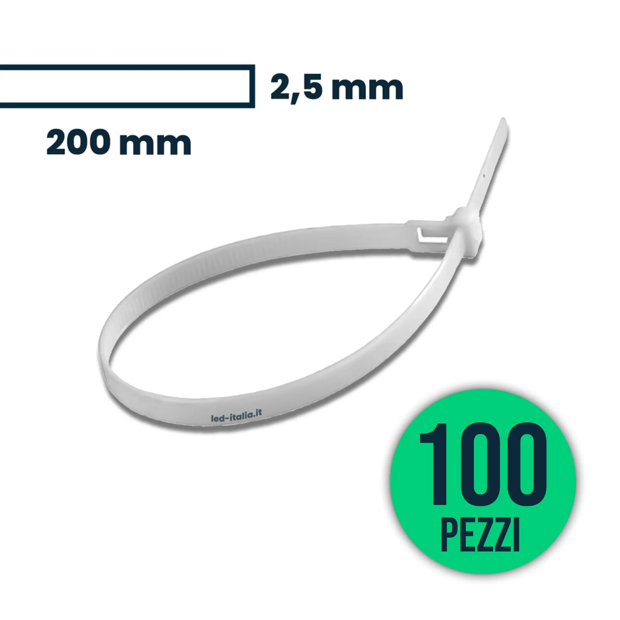 Cable Tie 2.5* 200mm White 100Pcs/Pack