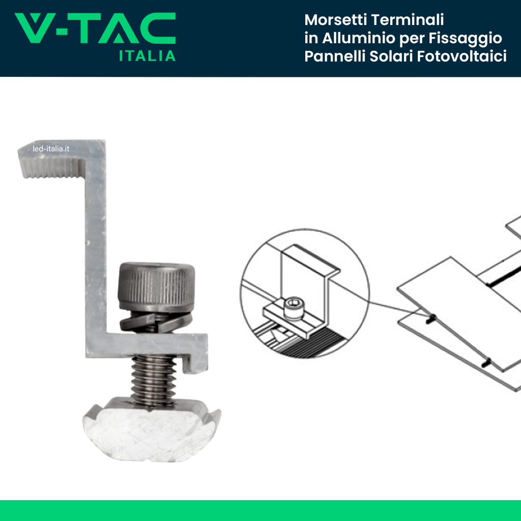 Staffe Per Pannelli Solari In Alluminio - Kit 12 Pezzi | Fissaggio Per Moduli Altezza 30-50 Mm - Foto 6