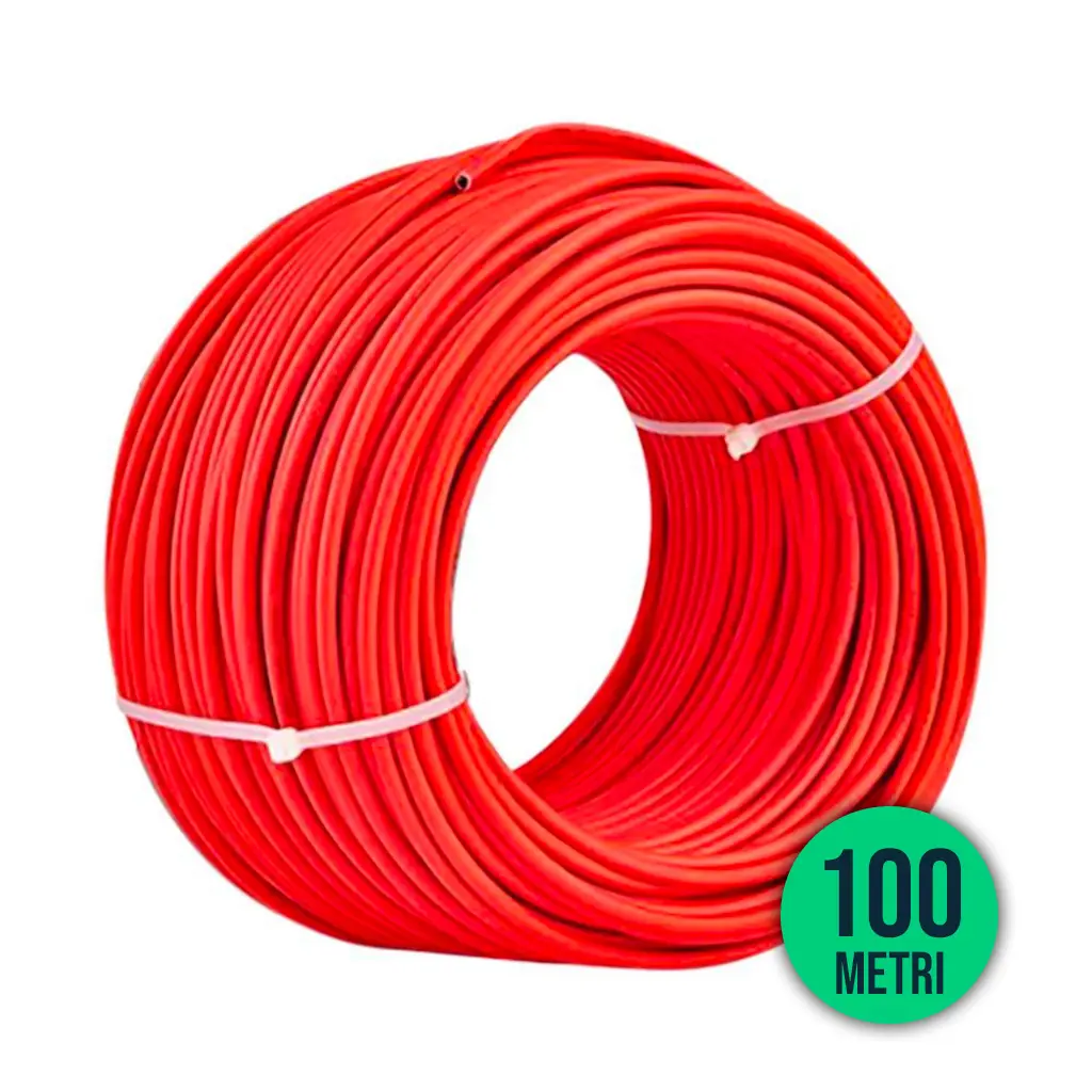 Cavo Solare Fotovoltaico 4 mmq Unipolare Colore Rosso per Collegamento Professionale Pannelli Solari Fotovoltaici (Bobina 100 Metri)