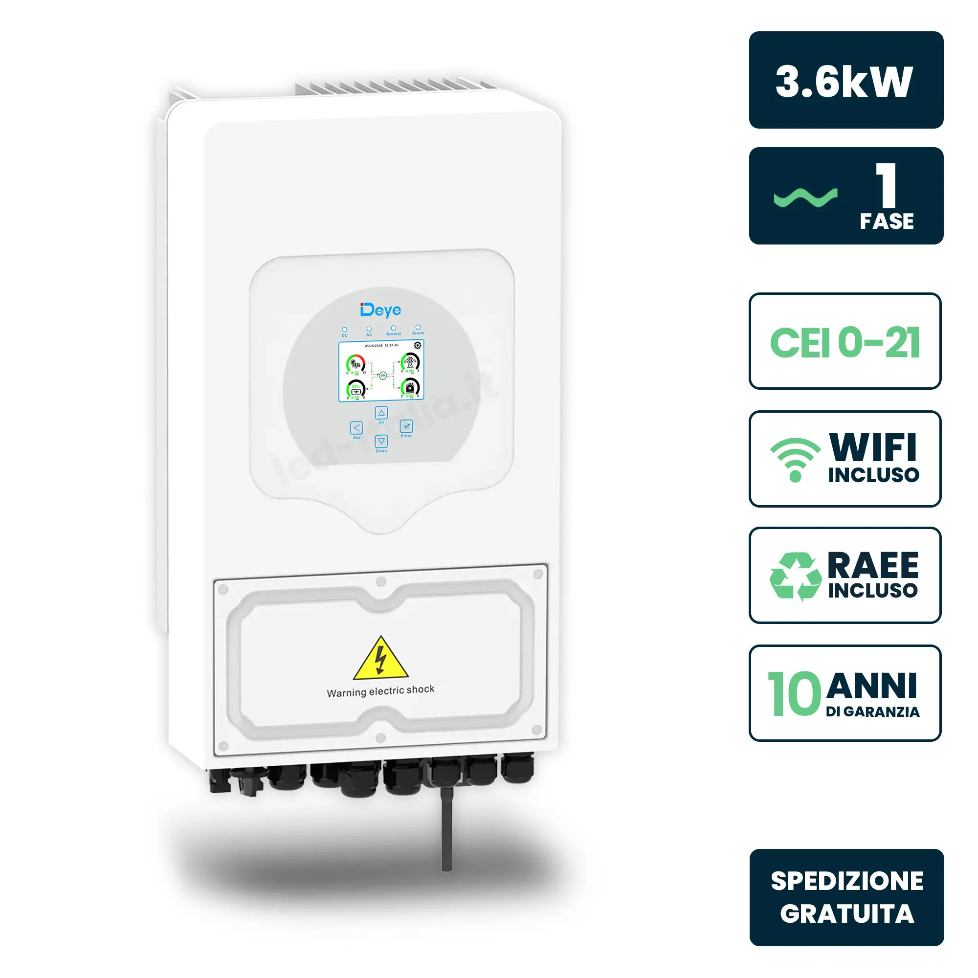 SKU 11725 - Inverter Fotovoltaico Deye Monofase Ibrido