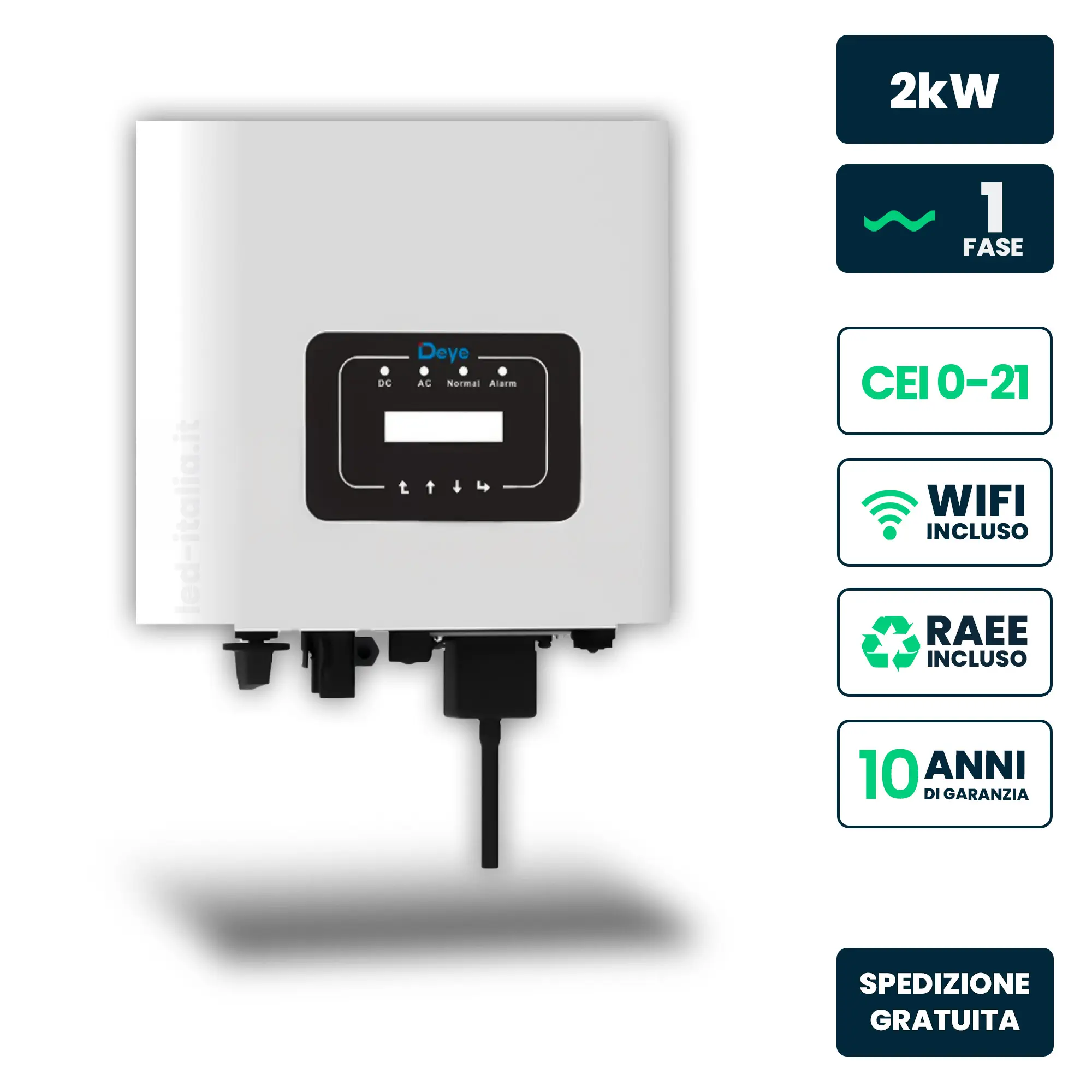 Inverter Fotovoltaico di Stringa Monofase Deye 2kW 1 MPPT CEI 0-21 WiFi IP65