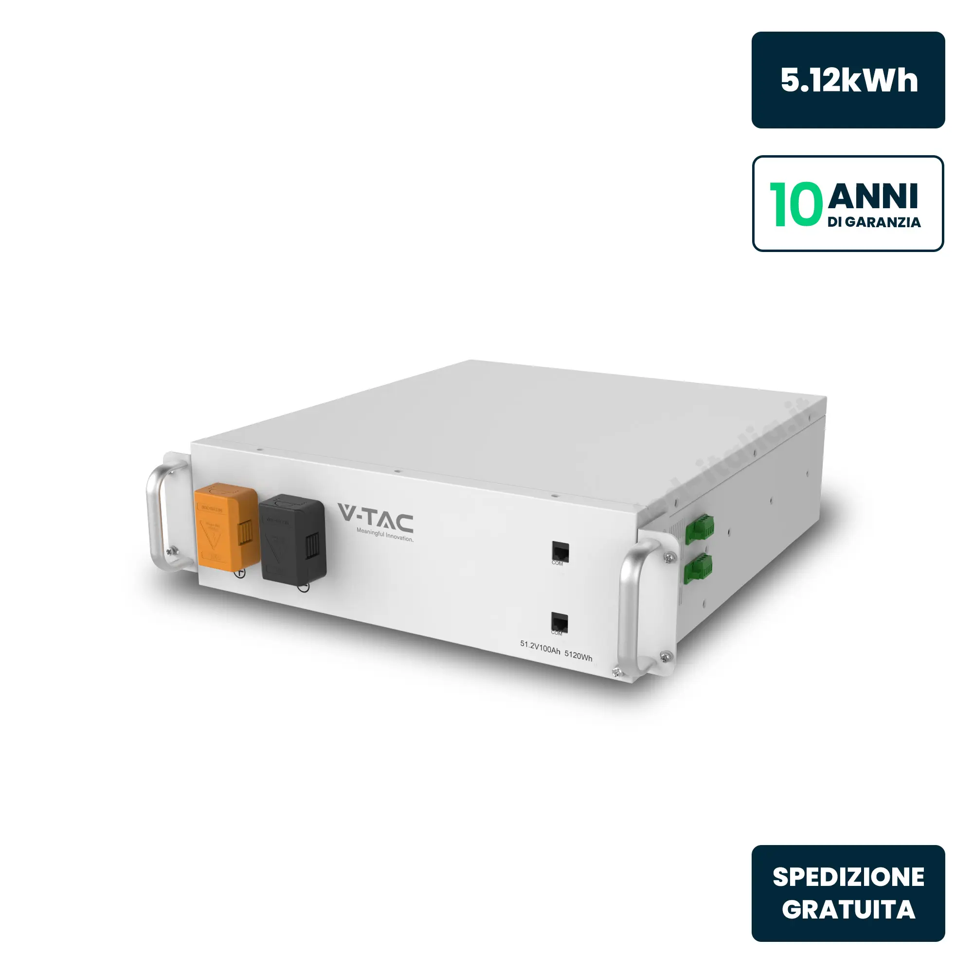 Batteria di Accumulo HV Rack 5.12kWh LFP 51.2V 100Ah 100A Bianca