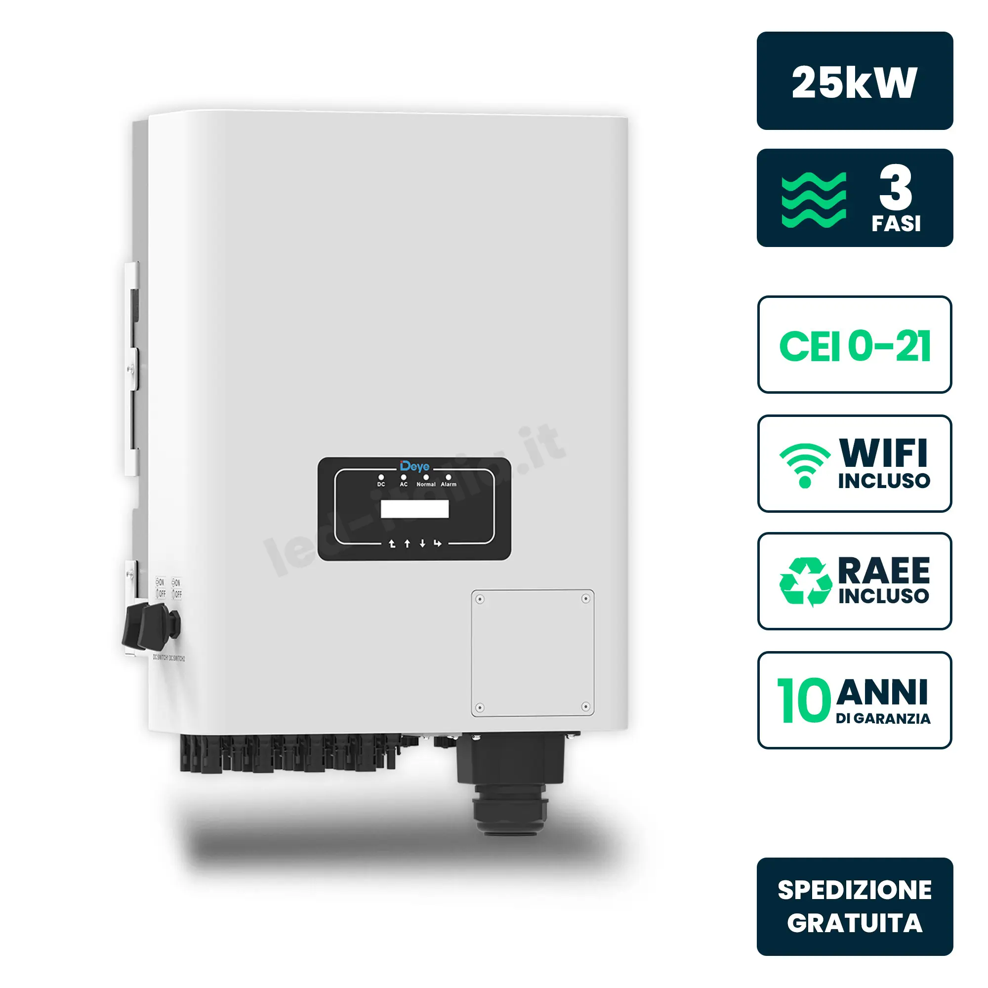 Inverter Fotovoltaico di Stringa Trifase Deye 25kW 2 MPPT CEI 0-21 IP65