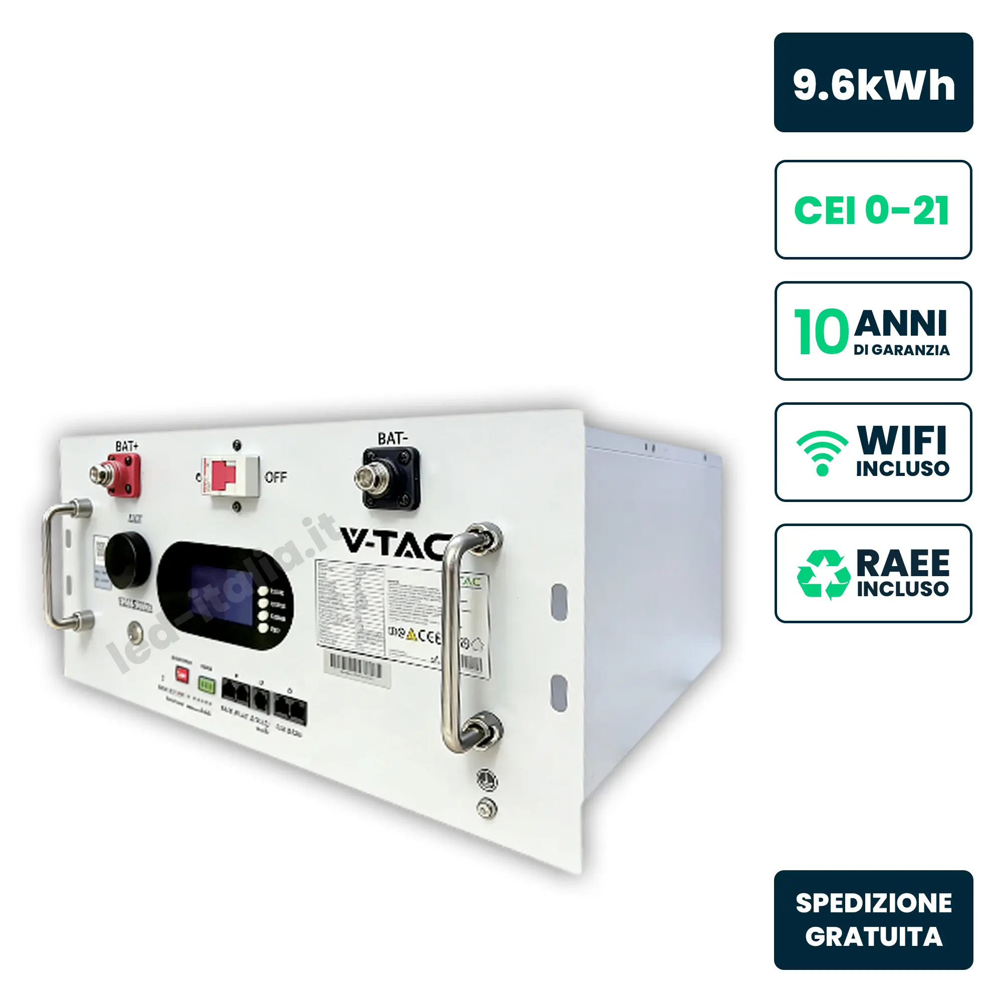 9.6KWH LITHIUM BATTERY RACK 6000 CYCLE 48V - LV 10YRS WARRANTY WHITE BODY