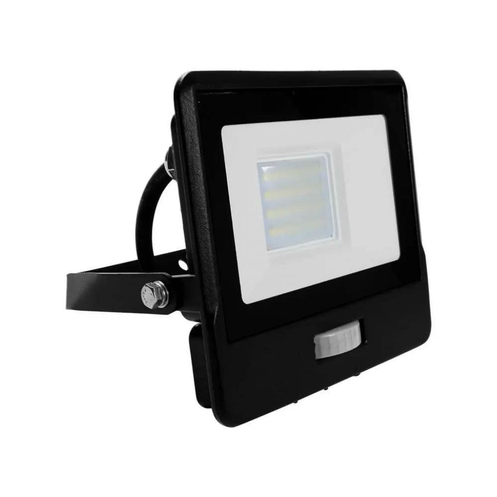 V-TAC PRO Faro LED Chip Samsung 20W con Sensore PIR Cavo 1m Colore Nero 6500K IP65