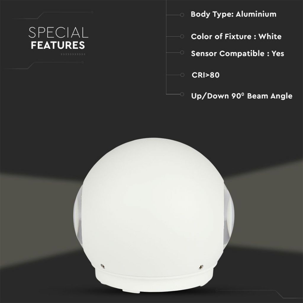 4W LED Wall Light White Body Round IP65 4000K