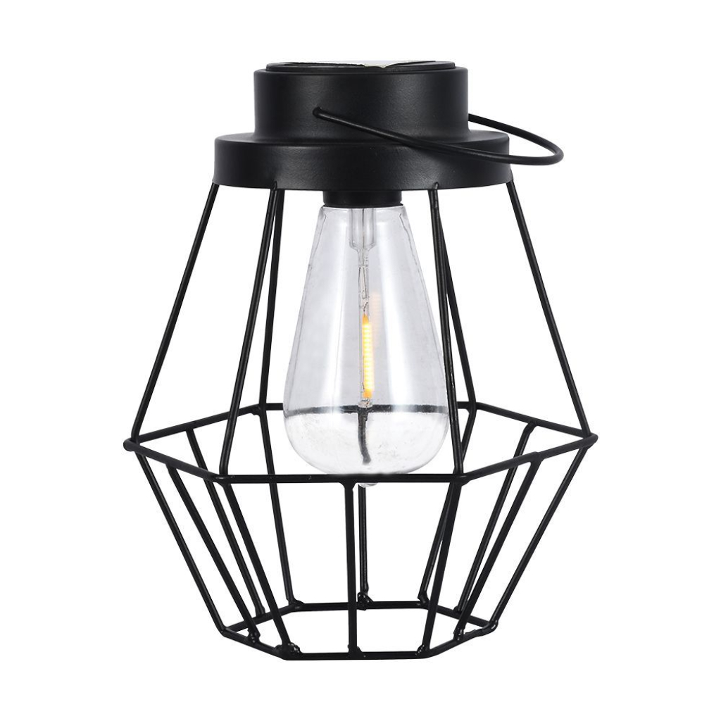 Lampada Solare LED da Terra 0.5W dal Design Vintage con Batteria Ricaricabile e Maniglia per Trasporto Colore Nero 3000K IP44