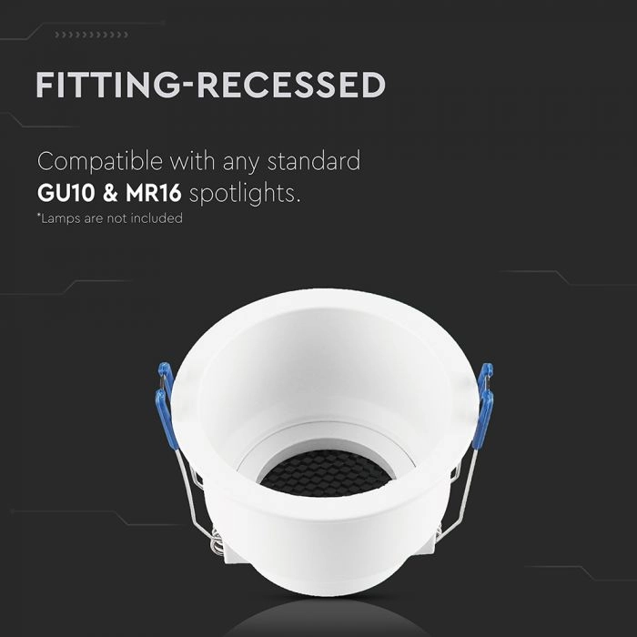 GU10 Fitting Round Aluminum Body Deep Anti Glare White Body With Hoyne Comb