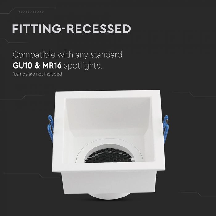 GU10 Fitting Square Aluminum Body Deep Anti Glare White Body With Hoyne Comb