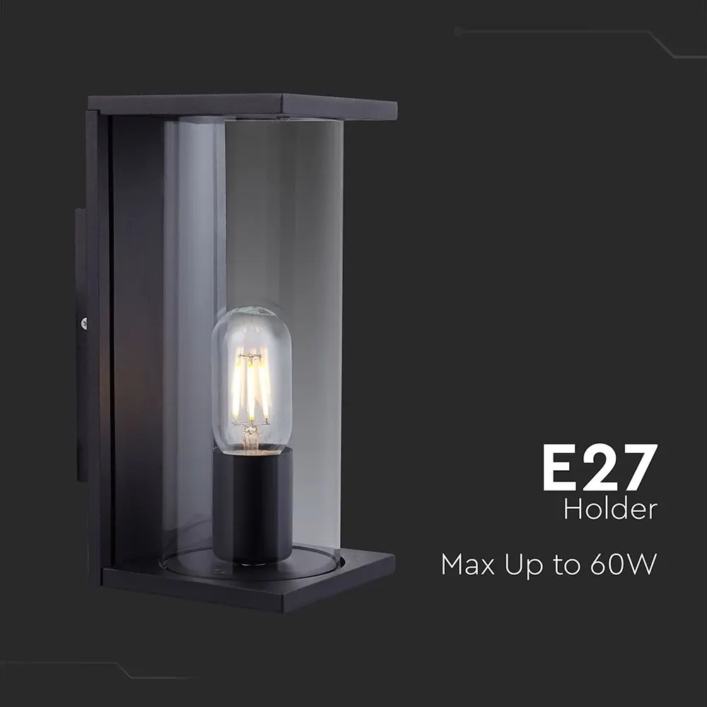 1*E27 WALL LAMP LIGHT HOLDER WITH SMOKY GLASS -MATT BLACK