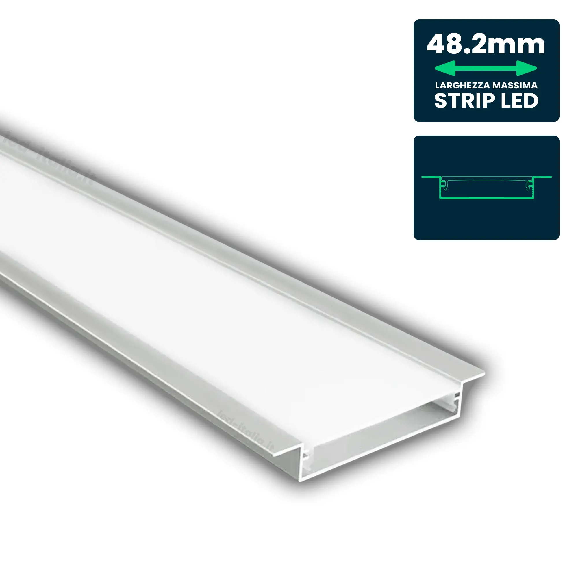 MOUNTING KIT WITH DIFFUSER FOR LED STRIP RECESSED 1000*50*10mm