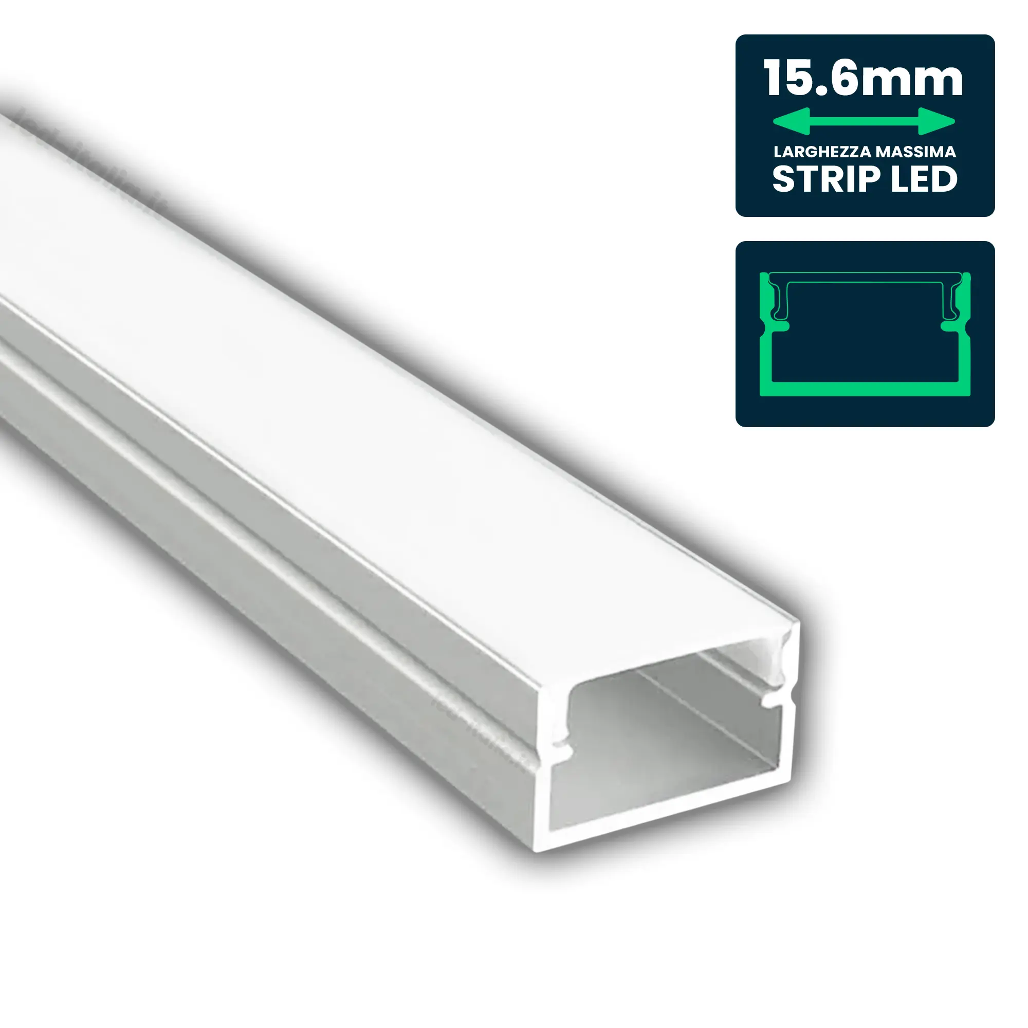 MOUNTING KIT WITH DIFFUSER FOR LED STRIP SURFACE 1000*17*10mm