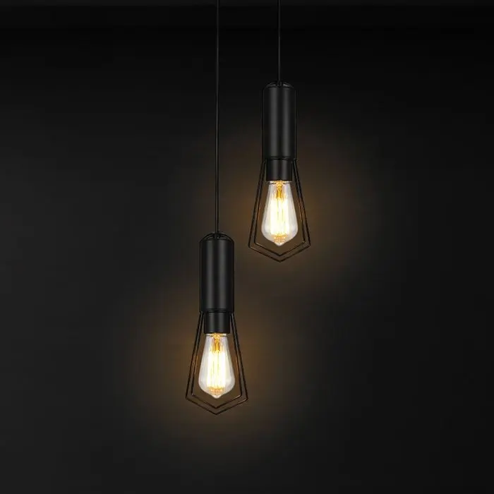 2XE27 DECORATIVE HANGING LAMP (D200*H25mm) MATT BLACK