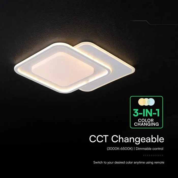 60W LED DECORATIVE CEILING LAMP CCT 3IN1 DIMMABLE IR REMOTE CONTROL WHITE