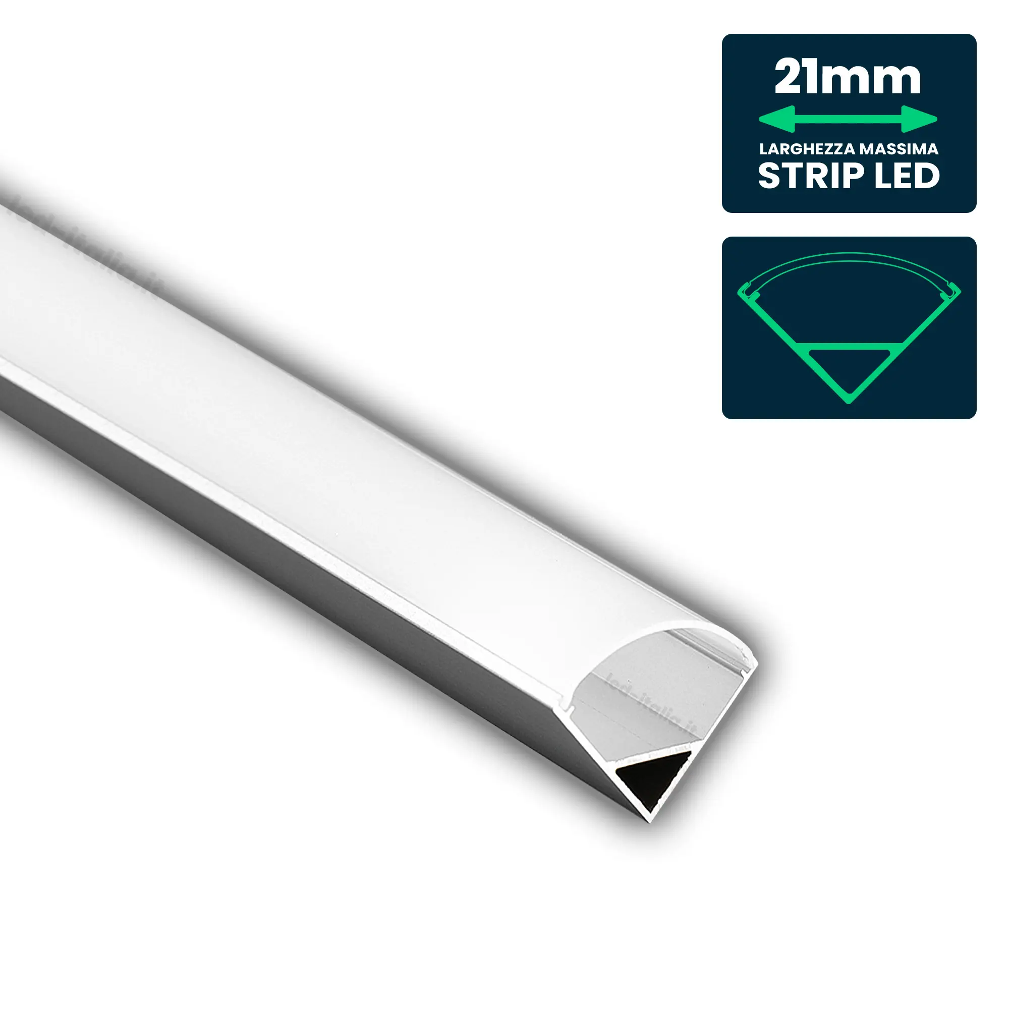 LED Strip Mounting Kit With Diffuser Corner 2000*30*30mm