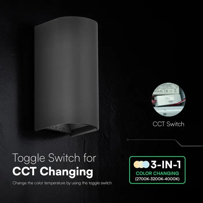 12W LED WALL LIGHT (71*96*171) 2700K+4000K BLACK BODY IP65