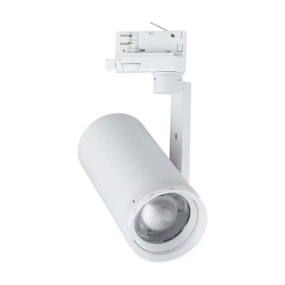 30W LED COB ZOOMABLE TRACKLIGHT 25°-50° BEAM ANGLE 3IN1 WHITE BODY