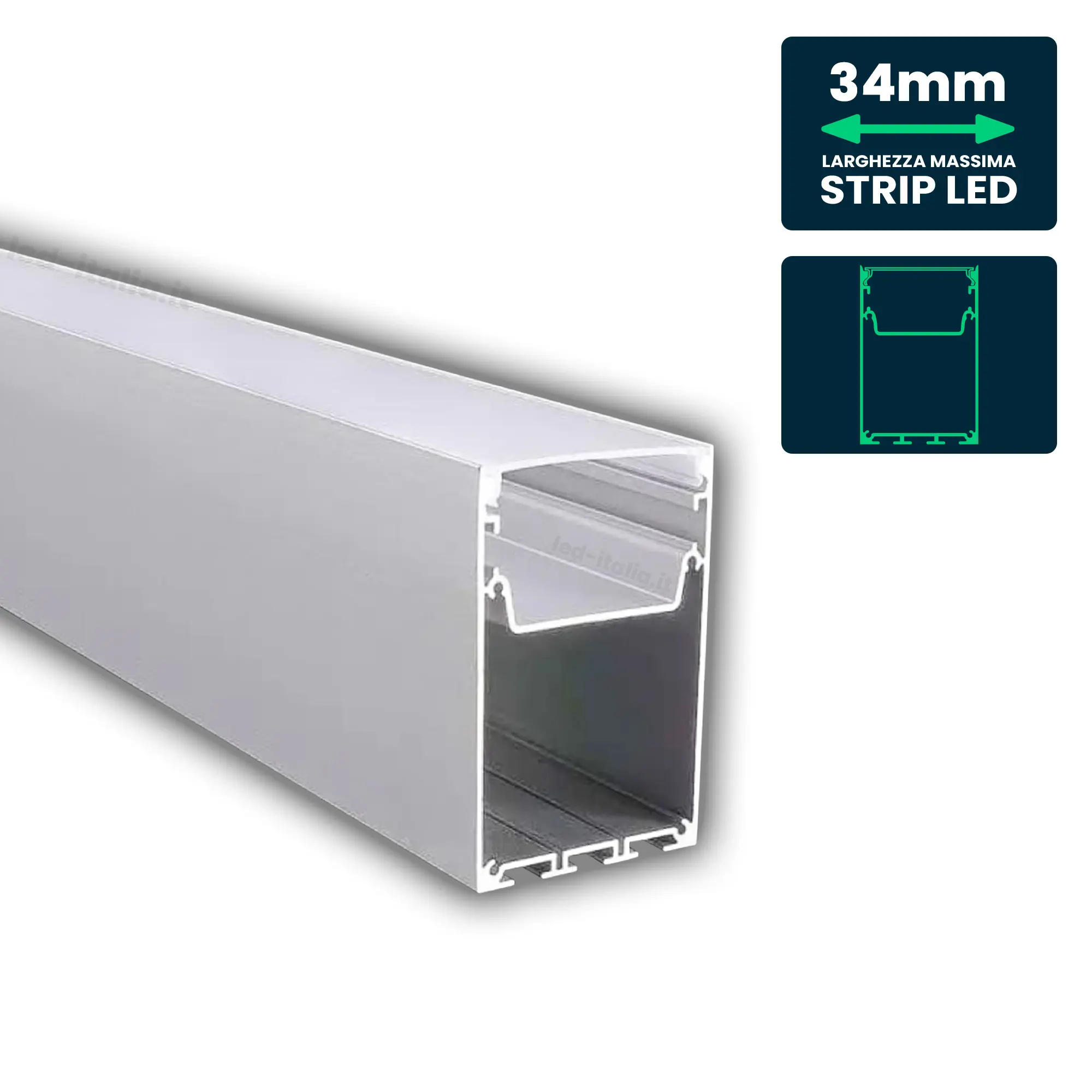 LED Strip Mounting Kit with Diffuser Aluminum White Housing 2000*50*75mm