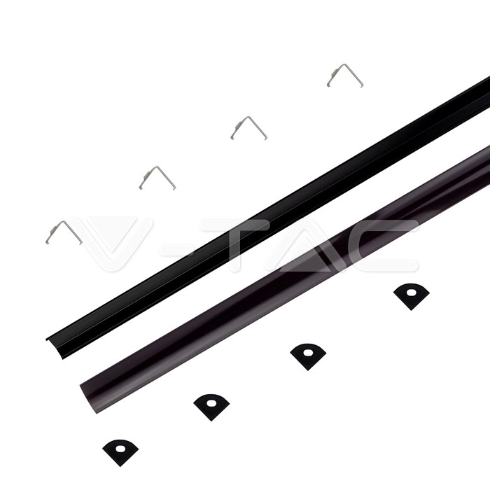LED Strip Mounting Kit with Diffuser Aluminum 2000* 15.8*15.8mm Black Housing