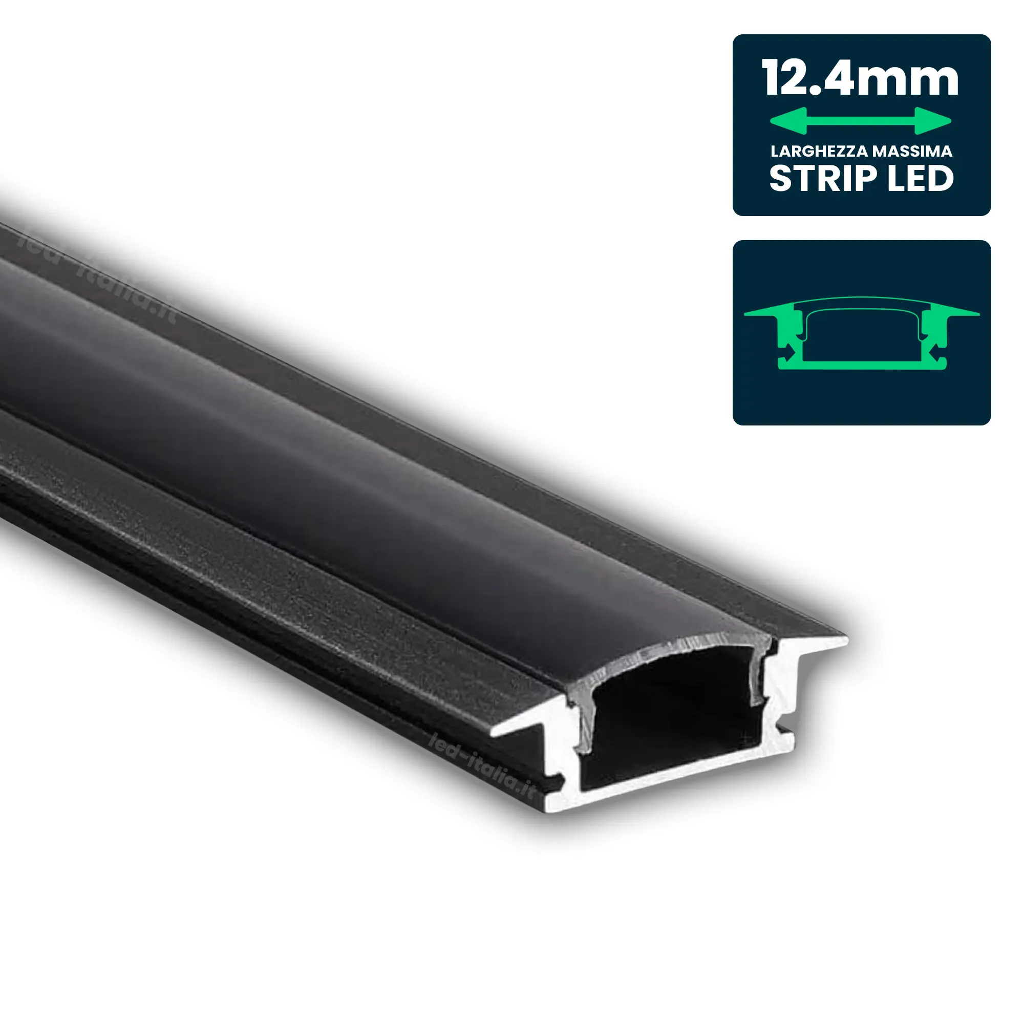 Profilo In Alluminio Per LED 150cm - Copertura Opale, Per Strisce LED Da 12mm