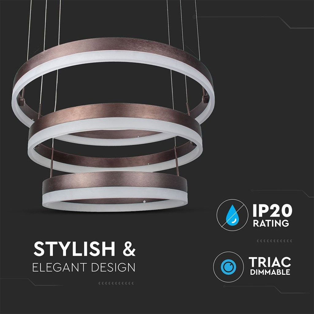 92W Soft Light Chandelier Dimmable Coffee 3000K