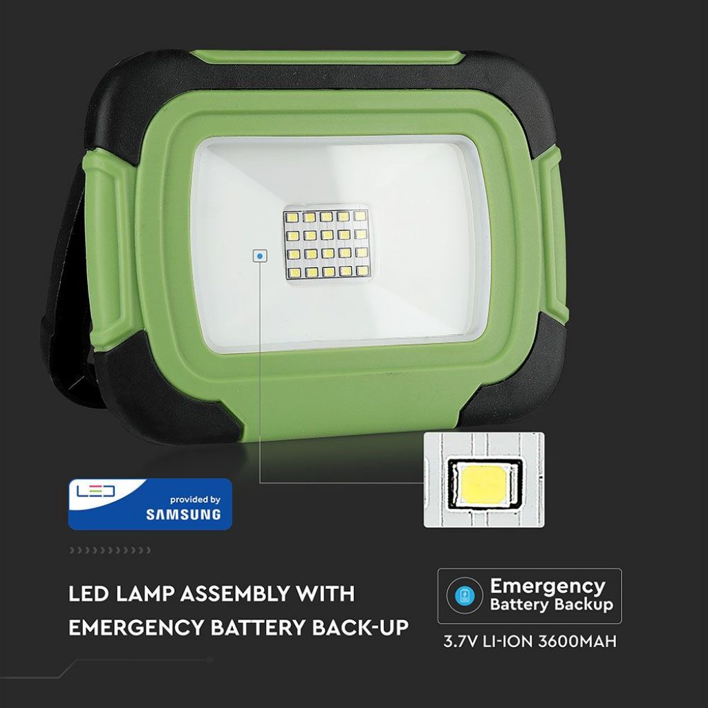 10W LED Floodlight Samsung Chip Rechargeable IP44 6400K