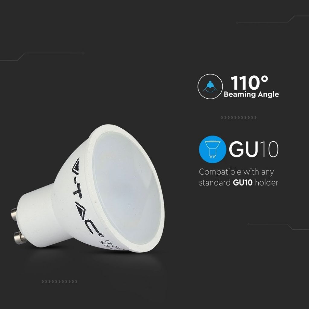 V-TAC Faretto LED GU10 SMD 4,5W 110° Copertura Satinata 6400K
