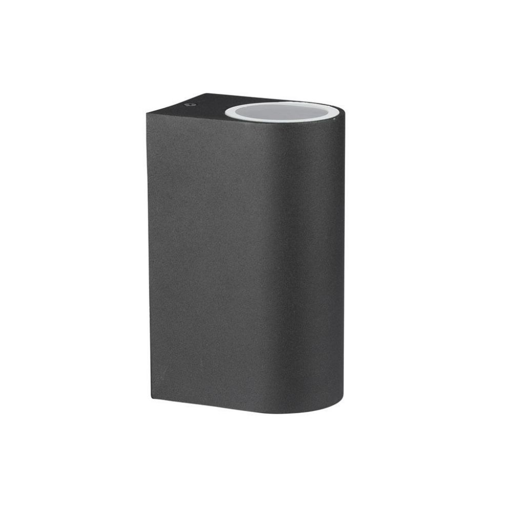 V-TAC Portafaretto LED Doppio da Muro 2*GU10 e GU5.3 (MR16) Arrotondato in Alluminio Colore Nero IP44