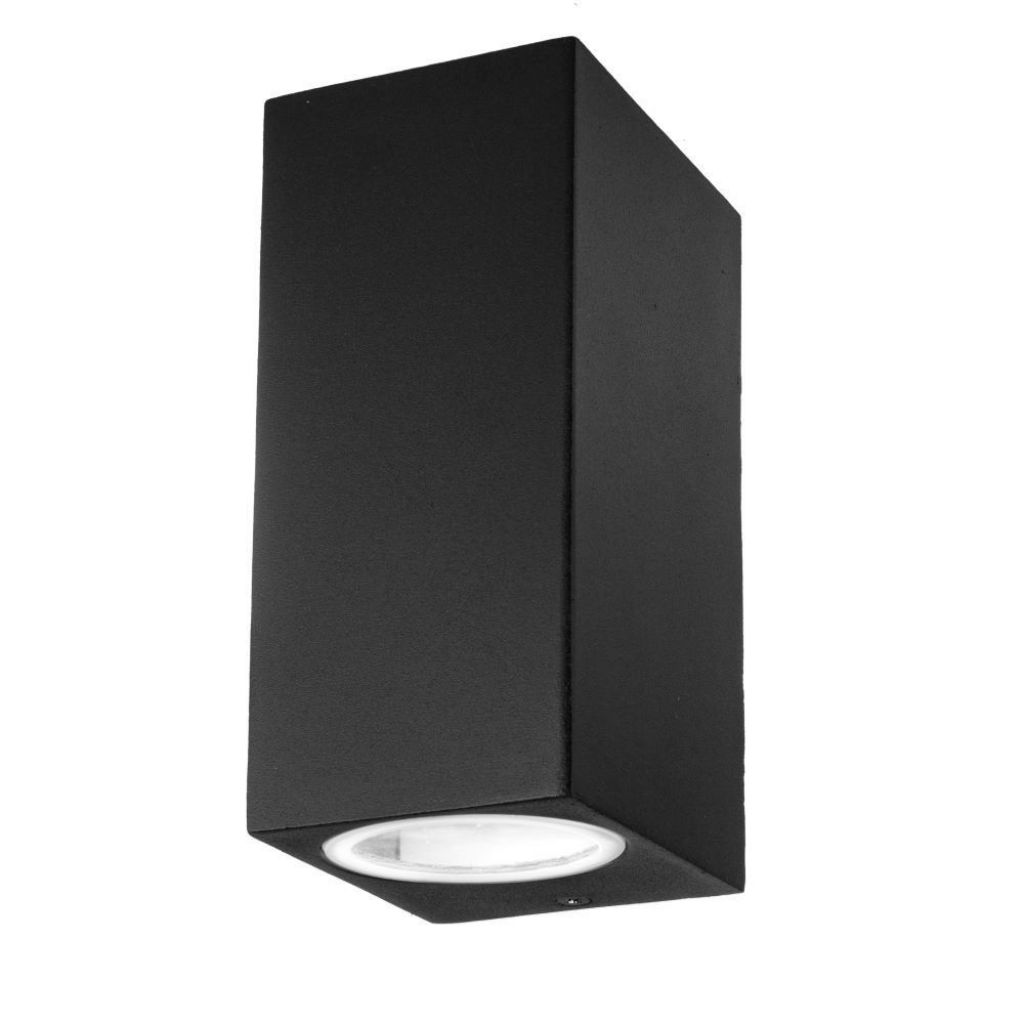 V-TAC Portafaretto LED Doppio da Muro 2*GU10 e GU5.3 (MR16) Quadrato in Alluminio Colore Nero IP44