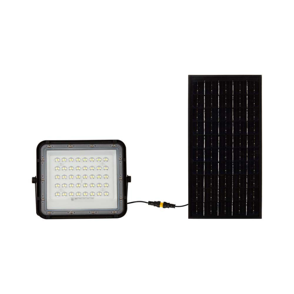10W LED Solar Floodlight 4000K Replaceable Battery 3m Wire Black Body