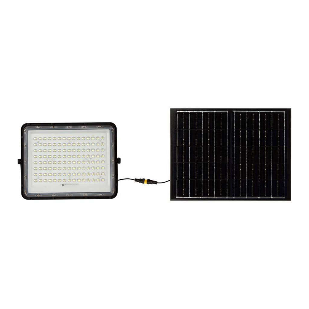 20W LED Solar Floodlight 6400K Replaceable Battery 3m Wire Black Body