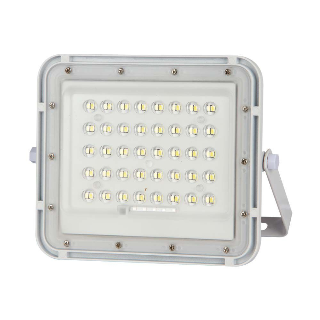6W LED Solar Floodlight 4000K Replaceable Battery 3m Wire White Body
