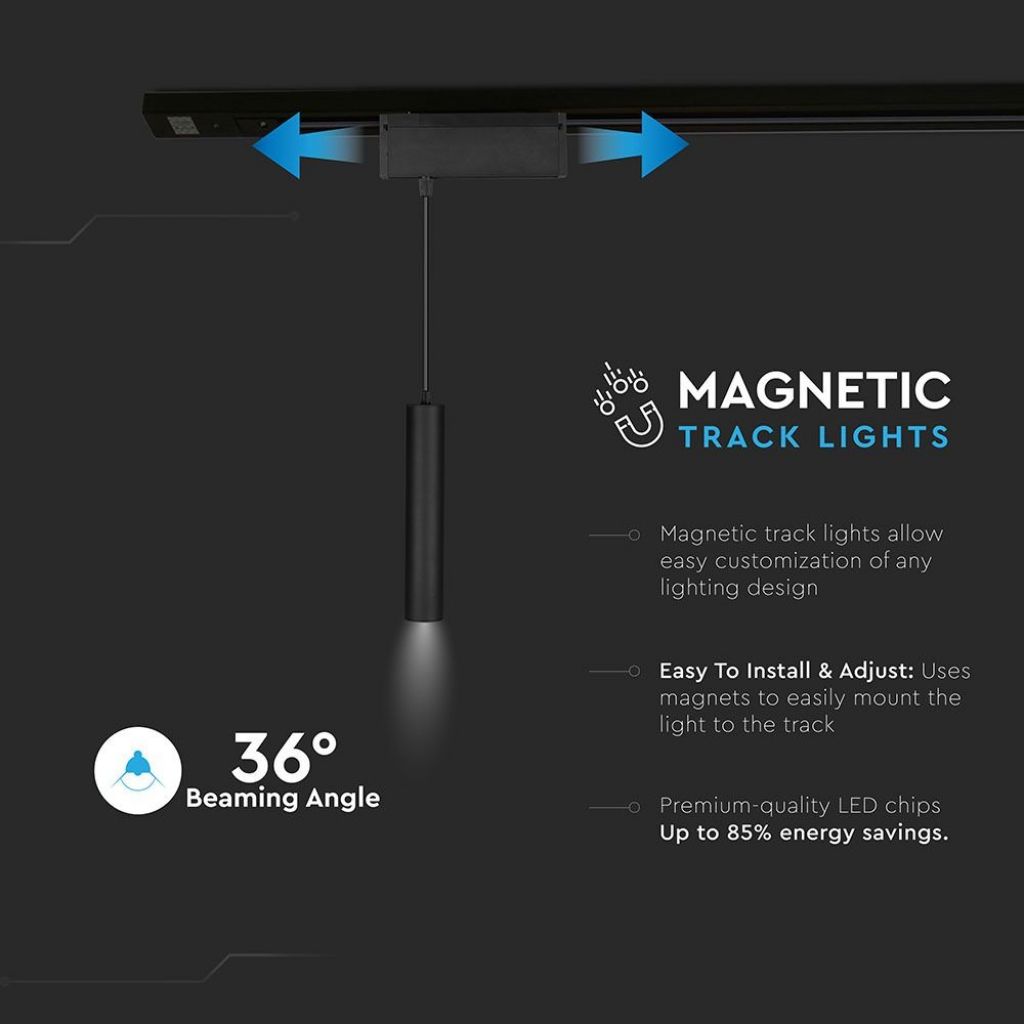 15W LED Linear Hanging Suspension Light IP20 24V Black 3000K