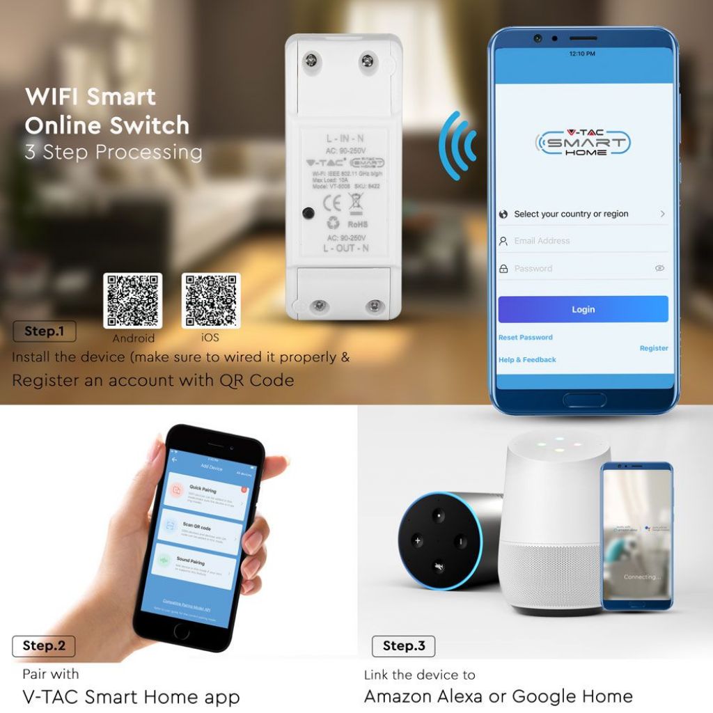 WiFi Online Switch Compatible with Amazon Alexa And Google Home
