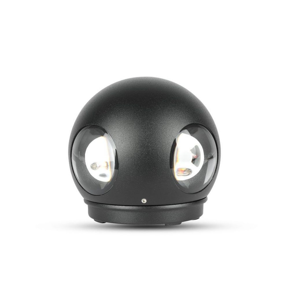 V-TAC Lampada LED da Muro Sferica 4 LED COB 4W Colore Nero 4000K IP65